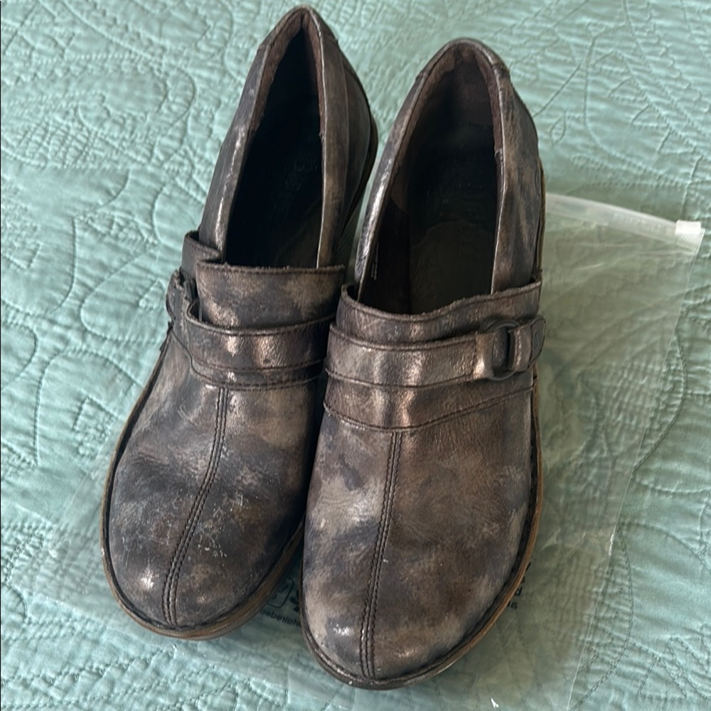 Born Distressed Gray Leather Loafers
